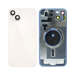 BACK GLASS WHITE STARLIGHT WITH IRON PLATE MAGSAFE MAGNETIC METAL RING FOR IPHONE 14 PLUS (BEST AFTERMARKET ONE PIECE)