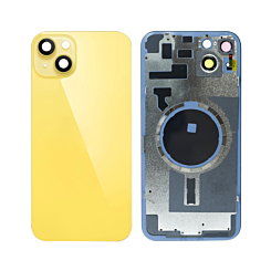 BACK GLASS YELLOW WITH IRON PLATE MAGSAFE MAGNETIC METAL RING FOR IPHONE 14 PLUS (BEST AFTERMARKET ONE PIECE)