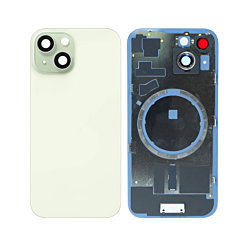 BACK GLASS GREEN WITH IRON PLATE MAGSAFE MAGNETIC METAL RING FOR IPHONE 15 (BEST AFTERMARKET ONE PIECE)