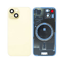 BACK GLASS YELLOW WITH IRON PLATE MAGSAFE MAGNETIC METAL RING FOR IPHONE 15 (BEST AFTERMARKET ONE PIECE)