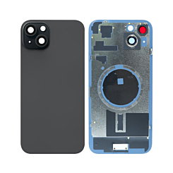 BACK GLASS BLACK WITH IRON PLATE MAGSAFE MAGNETIC METAL RING FOR IPHONE 15 PLUS (BEST AFTERMARKET ONE PIECE)