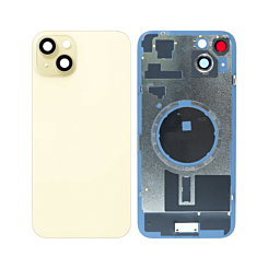 BACK GLASS YELLOW WITH IRON PLATE MAGSAFE MAGNETIC METAL RING FOR IPHONE 15 PLUS (BEST AFTERMARKET ONE PIECE)