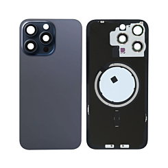 BACK GLASS BLUE TITANIUM WITH IRON PLATE MAGSAFE MAGNETIC METAL RING FOR IPHONE 15 PRO MAX (BEST AFTERMARKET ONE PIECE)