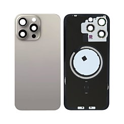 BACK GLASS NATURAL TITANIUM WITH IRON PLATE MAGSAFE MAGNETIC METAL RING FOR IPHONE 15 PRO MAX (BEST AFTERMARKET ONE PIECE)
