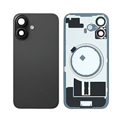 BACK GLASS BLACK WITH IRON PLATE MAGSAFE MAGNETIC METAL RING FOR IPHONE 16