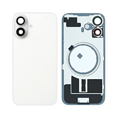 BACK GLASS WHITE WITH IRON PLATE MAGSAFE MAGNETIC METAL RING FOR IPHONE 16