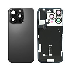BACK GLASS BLACK WITH IRON PLATE MAGSAFE MAGNETIC METAL RING FOR IPHONE 16 PRO