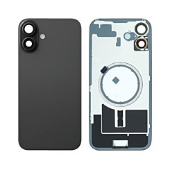 BACK GLASS BLACK  WITH IRON PLATE MAGSAFE MAGNETIC METAL RING FOR IPHONE 16 PLUS (ONE PIECE BEST AFTERMARKET)