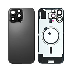 BACK GLASS BLACK TITANIUM WITH IRON PLATE MAGSAFE MAGNETIC METAL RING FOR IPHONE 16 PRO MAX