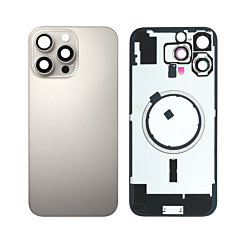 BACK GLASS NATURAL TITANIUM WITH IRON PLATE MAGSAFE MAGNETIC METAL RING FOR IPHONE 16 PRO MAX