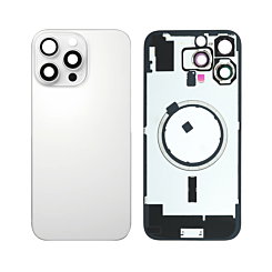 BACK GLASS WHITE TITANIUM WITH IRON PLATE MAGSAFE MAGNETIC METAL RING FOR IPHONE 16 PRO MAX
