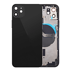 BACK HOUSING BLACK FOR IPHONE 12 (METAL BUTTONS PRE INSTALLED)