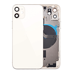 BACK HOUSING WHITE FOR IPHONE 12 (METAL BUTTONS PRE INSTALLED)