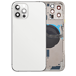 BACK HOUSING WHITE FOR IPHONE 12 PRO MAX (METAL BUTTONS PRE INSTALLED)