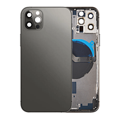 BACK HOUSING BLACK FOR IPHONE 12 PRO (METAL BUTTONS PRE INSTALLED)