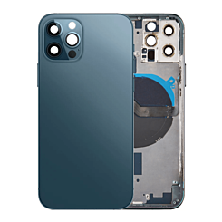 BACK HOUSING BLUE FOR IPHONE 12 PRO (METAL BUTTONS PRE INSTALLED)